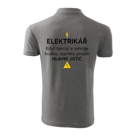 Elektrikář - hlavní jistič - Nápis na zádech