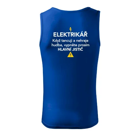 Elektrikář - hlavní jistič - Nápis na zádech