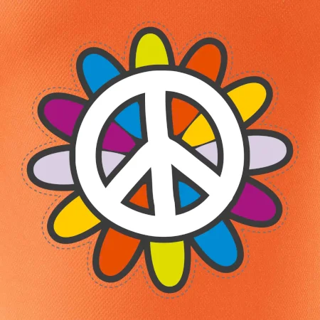 Peace symbol s kreslenou květinou