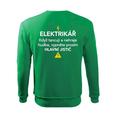 Elektrikář - hlavní jistič - Nápis na zádech