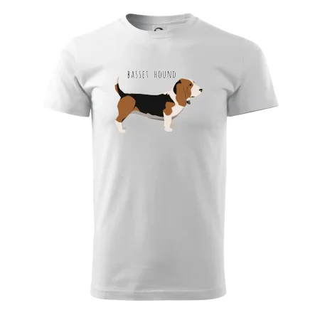 Basset hound pes s nápisem