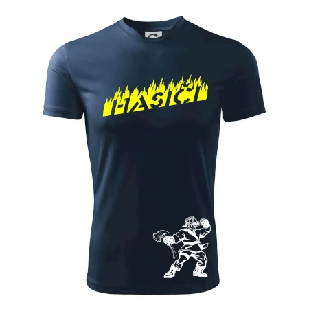 Hasič stojící - nápis hasiči - Velký nápis  na zádech