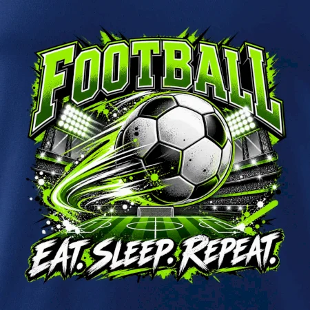 Fotbalový míč a stadion eat sleep repeat