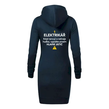 Elektrikář - hlavní jistič - Nápis na zádech
