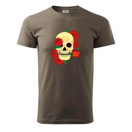 Lebka držící růži