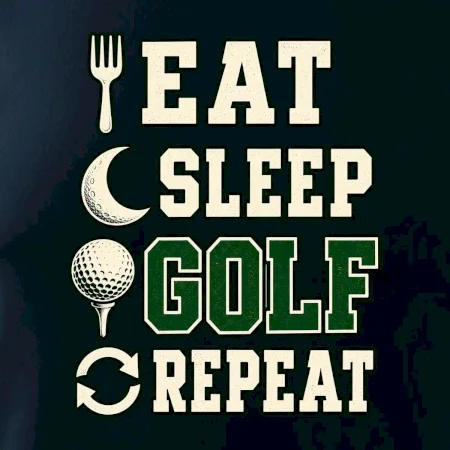 Eat sleep golf repeat typografie