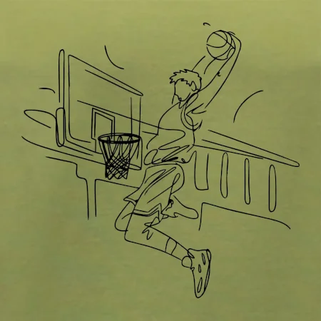 Basketbalista jedním tahem - výskok