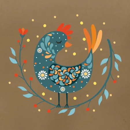 Folklor - slepice s kopretinou