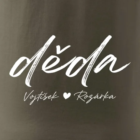 Děda Tričko se jmény dětí psací písmo