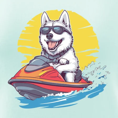Husky na vodním skútru