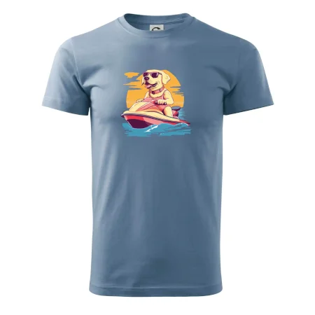 Zlatý retrívr na vodním skútru
