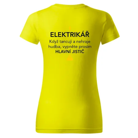 Elektrikář - hlavní jistič - Nápis na zádech