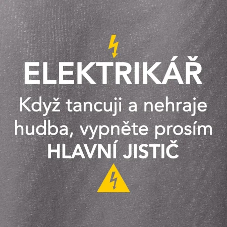 Elektrikář - hlavní jistič - Nápis na zádech