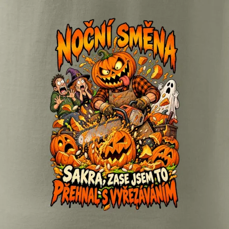 Noční směna dýňáka s motorovou pilou
