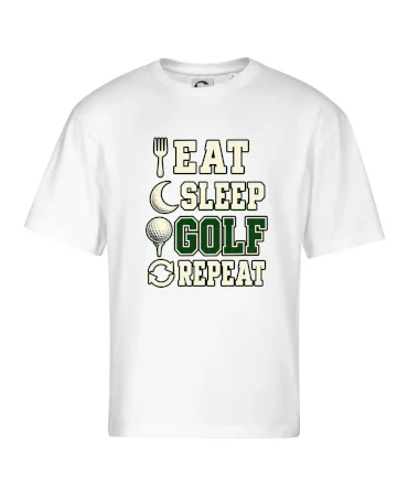 Eat sleep golf repeat typografie