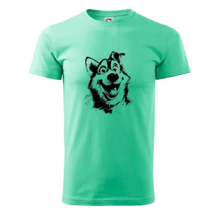 Černobílá karikatura husky