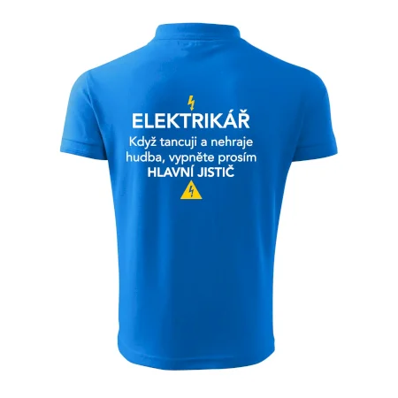 Elektrikář - hlavní jistič - Nápis na zádech