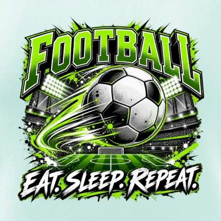 Fotbalový míč a stadion eat sleep repeat