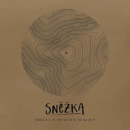 Sněžka - vrstevnice v kruhu
