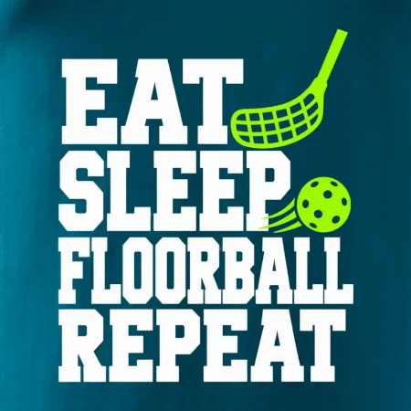 Eat Sleep Floorball Repeat - zelená hokejka