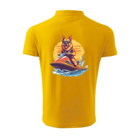 Německý ovčák na vodním skútru
