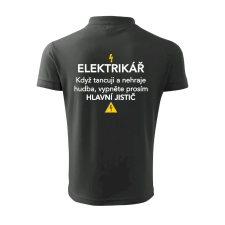 Elektrikář - hlavní jistič - Nápis na zádech