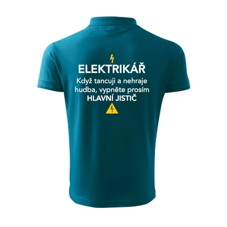 Elektrikář - hlavní jistič - Nápis na zádech