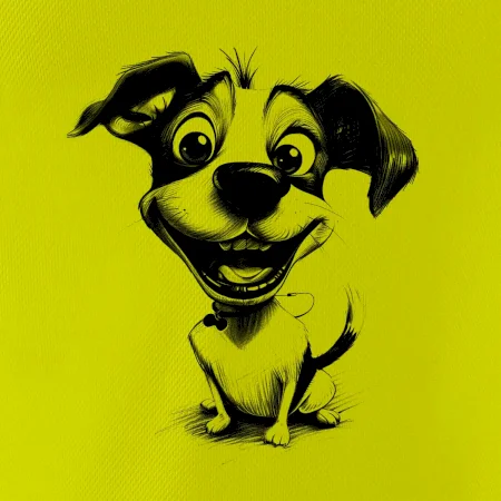 Černobílá karikatura Jack Russell teriér