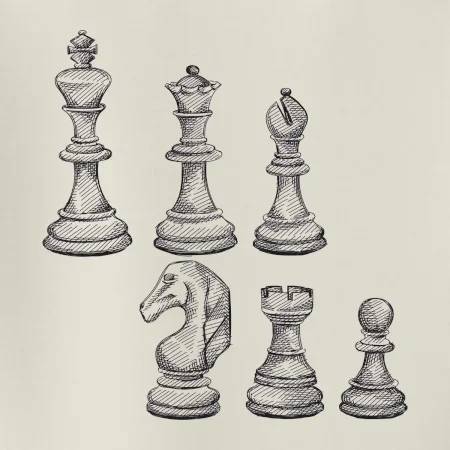 Šachové figurky kreslené