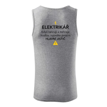 Elektrikář - hlavní jistič - Nápis na zádech