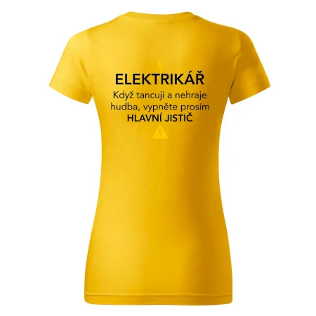 Elektrikář - hlavní jistič - Nápis na zádech