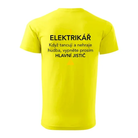 Elektrikář - hlavní jistič - Nápis na zádech