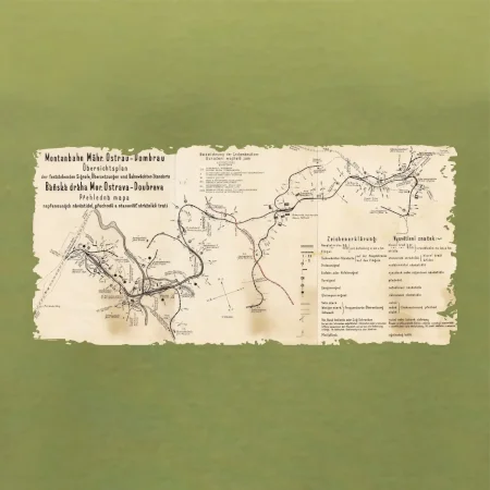 Mapa Báňské dráhy z Moravské Ostravy do Doubravy