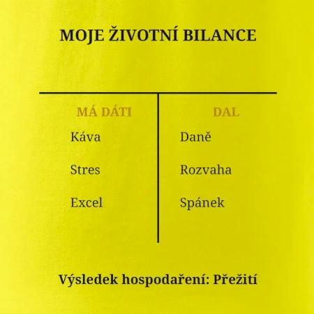 Moje životní bilance má dáti dal