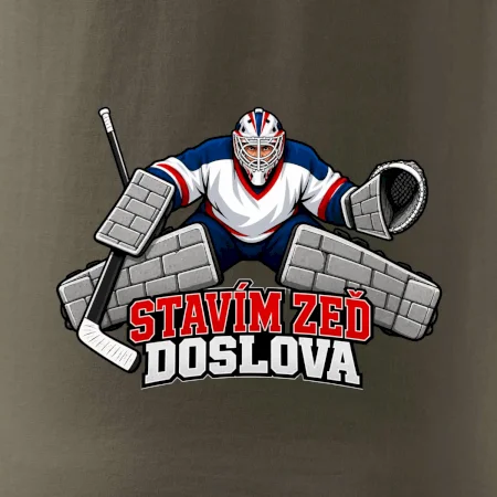 Hokejový brankář staví zeď