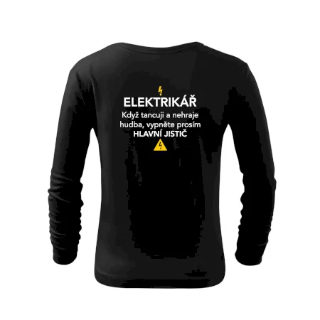 Elektrikář - hlavní jistič - Nápis na zádech