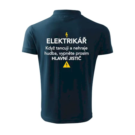 Elektrikář - hlavní jistič - Nápis na zádech