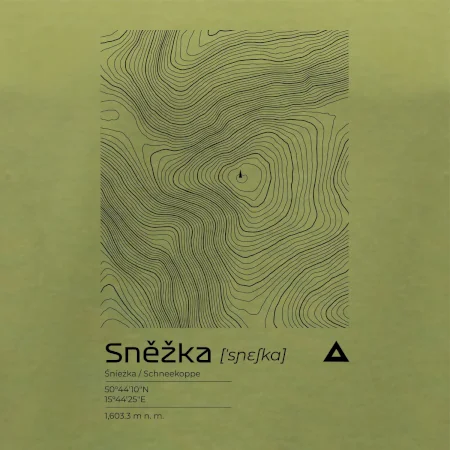 Sněžka - vrstevnice v obdélníku