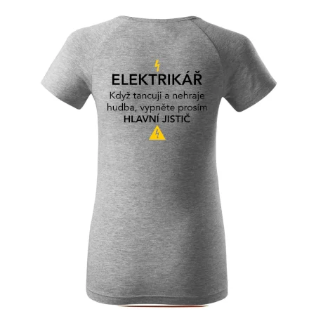 Elektrikář - hlavní jistič - Nápis na zádech