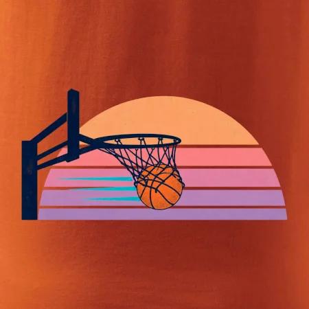 Retro západ slunce a basketbalový koš