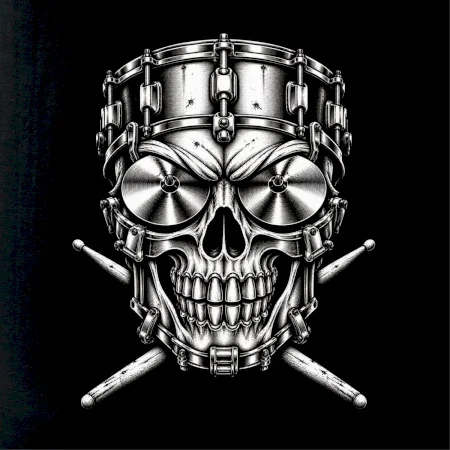 Mechanická lebka bubeníka - kovové paličky