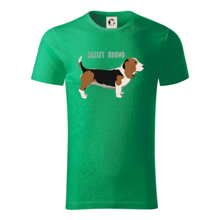 Basset hound pes s nápisem