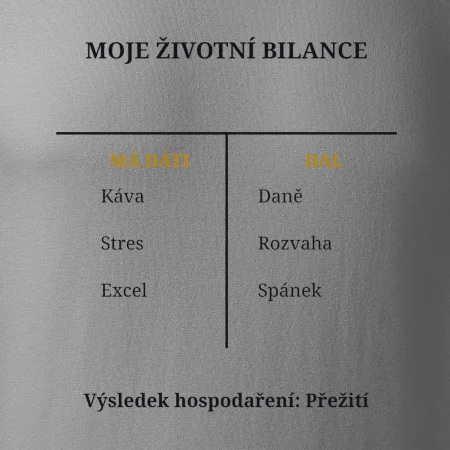 Moje životní bilance má dáti dal
