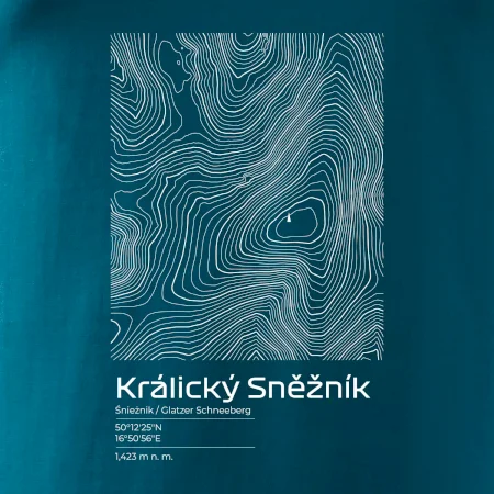 Králický Sněžník - vrstevnice v obdélníku