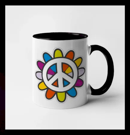 Peace symbol s kreslenou květinou