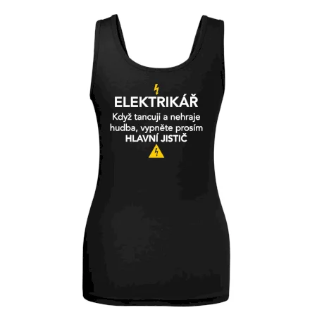 Elektrikář - hlavní jistič - Nápis na zádech