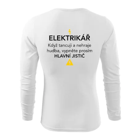 Elektrikář - hlavní jistič - Nápis na zádech