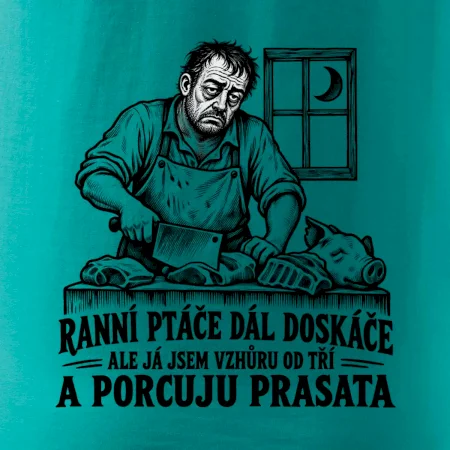 Řezník vzhůru od tří a porcuju prasata