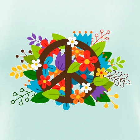 Peace symbol prorostlý květinami