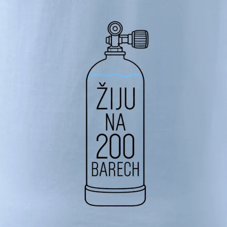 Žiju na 200 barech potápěčská lahev s modrou vlnovkou